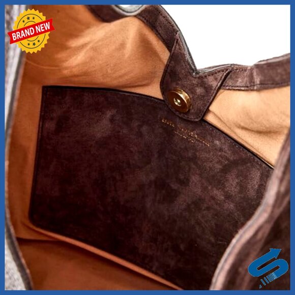 Large Italian Suede Hobo Shoulder Bag with Magnetic Closure - Picture 3 of 4